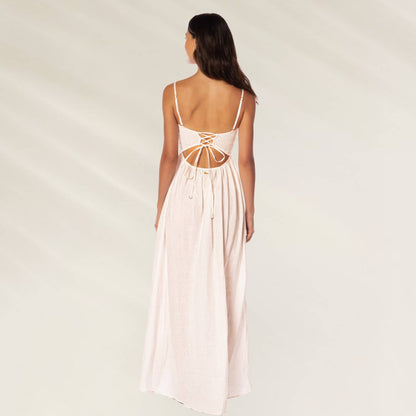 Vestido Longo Tropical Haven Ela da Maaji com detalhes em costas nuas e alças ajustáveis